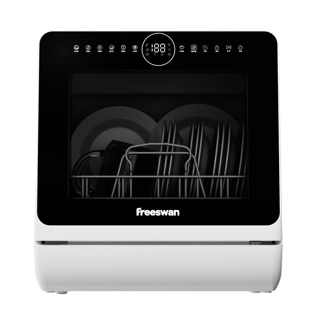 Freeswan Portable Mini Dishwasher Countertop,5L Built-in Water Tank for Apartments &amp; RV,8 Wash Programs with Baby Care with Baby Care, Air Dry/Quick/ECO/Fruit/Normal Mode