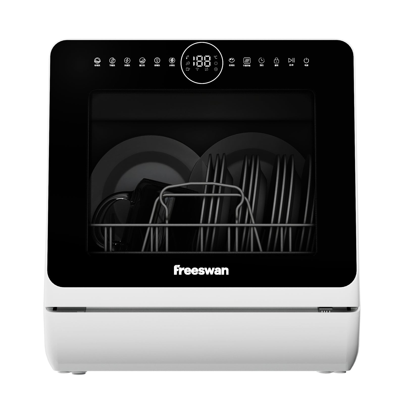 Freeswan Portable Mini Dishwasher Countertop,5L Built-in Water Tank for Apartments &amp; RV,8 Wash Programs with Baby Care with Baby Care, Air Dry/Quick/ECO/Fruit/Normal Mode